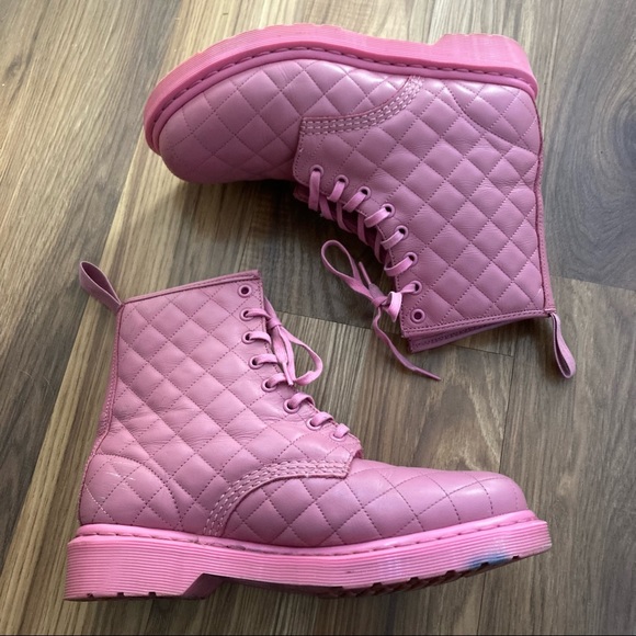 Dr. Martens Shoes - RARE Pink Mono Coralie Quilted Boots Dr. Martens